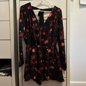 Black floral romper